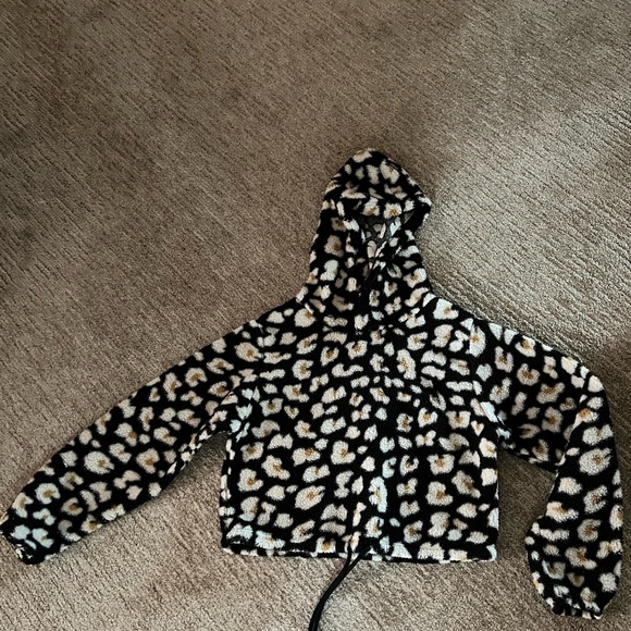 Leopard print fleece hoodie - Picture 1 of 1